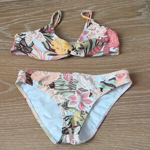 Roxy Floral Print Two-Piece Bikini Girls Size 10